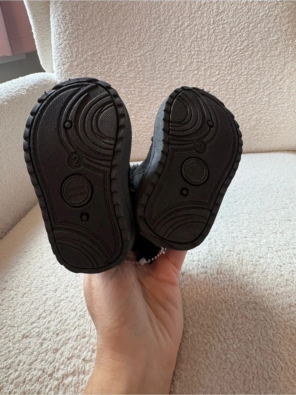 wonder nation Black Faux Fur Trim Kids Winter Boots